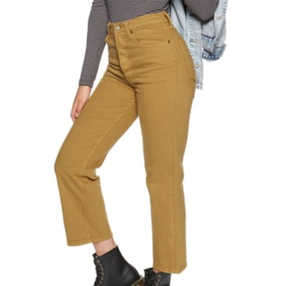 LEVI'S Ribcage Straight Ankle Brown Tan Jeans NWT - Picture 2 of 8